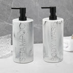 Marble Resin 2 Piece Shampoo and Body Wash Dispenser Set, Luxurious Refillable - Image 5