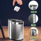 'Invisi-Overlap' Open Top Stainless Steel Trash Can, Small Office Wastebasket - Image 5