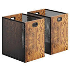 Retro Office Trash Can, Iron and Wood Combination Bedroom Garbage Can, by Huxitocan