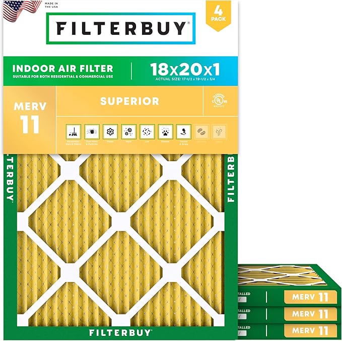 Filterbuy 18x20x1 Air Filter MERV 11 Allergen Defense Replacement, by Filterbuy