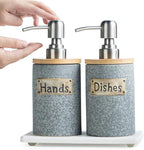 Hand and Dish Soap Dispenser Set, Ceramic Kitchen Soap Dispenser by YHOSSEUN