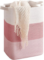 CLHMILY&Z 75L Laundry Hamper Rectangular Pink Rope Basket by ClhmilyZ