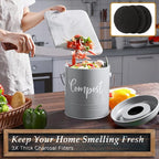 Gray Compost Bin Kitchen, 1.3 Gallon Farmhouse Kitchen Compost Bin Countertop - Image 3