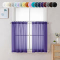 Chyhomenyc Sheer Purple Tier Curtains 24 Inch Length, Small Window Curtains by Chyhomenyc