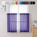 Chyhomenyc Sheer Purple Tier Curtains 24 Inch Length, Small Window Curtains by Chyhomenyc