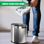 'Invisi-Overlap' Open Top Stainless Steel Trash Can, Small Office Wastebasket - Image 7