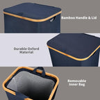 efluky Laundry Basket with Lid and Removable Bag, 100L Tall Laundry Hamper with - Image 4