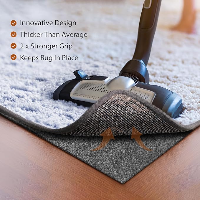 Felt Rug Pad, 8 x 10 Ft Rubber Non-Slip Rug Pad Gripper, Keep Rugs Secure and - Image 5