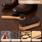 2 Pcs Horsehair Shine Shoes Brush Kit Polish Dauber Applicators Cleaning - Image 3