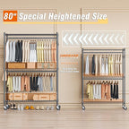 Homdox Heavy Duty Rolling Clothing Rack, Adjustable Garment Rack - Image 2