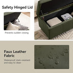 51" Faux Leather Storage Ottoman, Stitch Tufted Rectangle Upholstered End of - Image 5