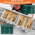 Bamboo Drawer Organizer for Kitchen & Bath, Extra Large Stackable Tray for - Image 4