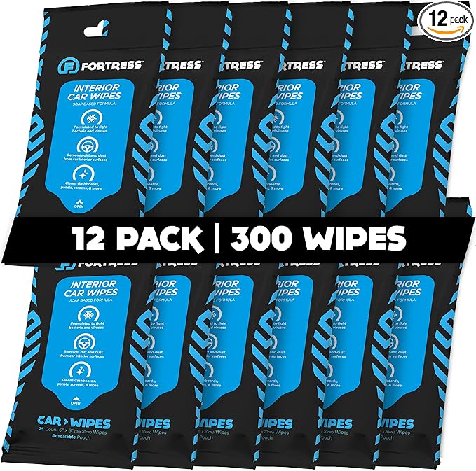 Fortress Car Interior Wipes for Car Interior Cleaning, and Steering Wheel by Fortress