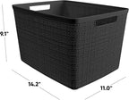Curver Jute Large Decorative Plastic Organization and Storage Baskets, Perfect - Image 2