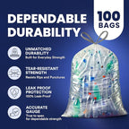 Plasticplace 32-33 Gallon Recycling Bags │ 0.9 Mil │ Clear Drawstring Garbage - Image 4