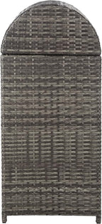SAFAVIEH Outdoor Collection Mazeli Grey Brown Woven Swing Top Dome Lid Trash - Image 10