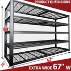 68" W Garage Shelving Heavy Duty, 5 Tier Garage Shelves, Adjustable Storage - Image 3