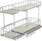Simple Houseware 2-Tier Spice Rack Slide Out Wire Basket Drawer Organizer - Image 4