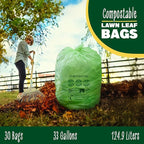 30-33 Gallon Compost Bags 30 Bags Yard Waste Bags Flat-Top Liners Compostable - Image 6