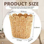 2 Pcs Wicker Trash Can with 50 Small Trash Bag Wicker Waste Woven Basket with - Image 2