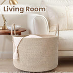 Woven Blanket Basket, 115L Large Rope Storage Bin - Image 5