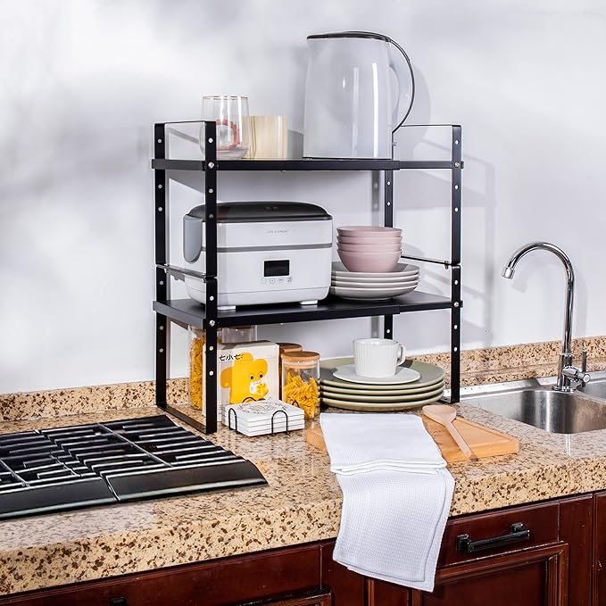 Expandable Cabinet Shelf Organizer Rack, Stackable Kitchen Counter Storage - Image 7