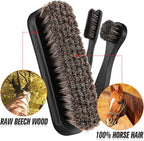 4 Pcs Horsehair Shine Shoes Brush Kit Polish Dauber Applicators Cleaning - Image 2
