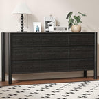 Dresser for Bedroom with 9 Drawers, Wooden TV Stand, Closet Clothes Organizer by ROMMAK