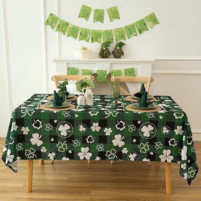 Saint Patricks Day Classic Buffalo Shamrock Tablecloth Fabric - Image 9