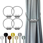 Hion Magnetic Curtain Tiebacks Grey 4 Pack, Curtain Tiebacks Buckles Holdbacks by Hion