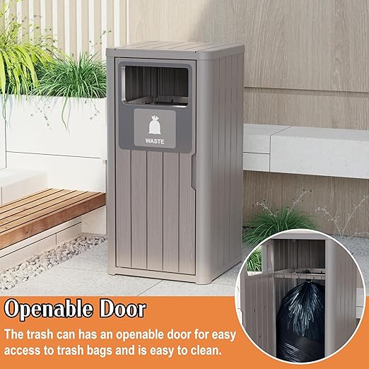 Outdoor Single Barrel Trash Can, Waterproof Resin Garbage Can - Image 3
