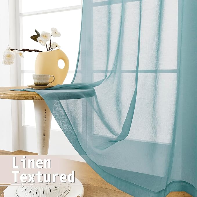 Tollpiz Short Sheer Door Curtain Closet Linen Textured Curtain Sheers Doorway - Image 4
