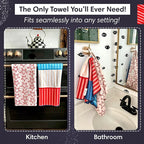 2 Double Sided Microfiber Hand Towels, 17x27 Inches Waffle Design Kitchen - Image 2