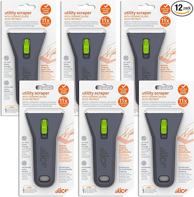 10593-CS Auto-Retracting, Utility Scraper, Locking Ceramic Blade, Rust Free by SliceIndustrial