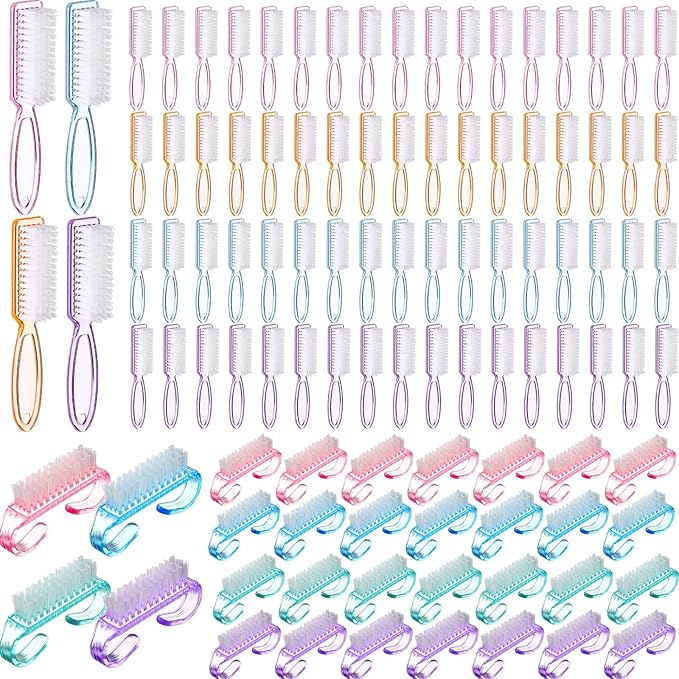 Patelai 48 Pcs Handle Grip Nail Brush Bulk Colorful Nail Scrubber Cleaner by Patelai