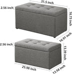 Storage Ottoman Bench with 2.56-inch Thick Seat, 31.5 inch Nesting Ottoman Set - Image 2
