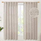 YoungsTex Linen Semi Sheer Curtains 63 Inch Length 2 Panels by YoungsTex
