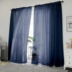 Chyhomenyc Navy Blue Sheer Curtains 84 Inches Long 2 Panels Set - Image 2