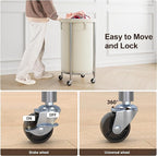 ELYKEN Laundry Hamper with Wheels, 110L Rolling Laundry Basket, Round Laundry - Image 4