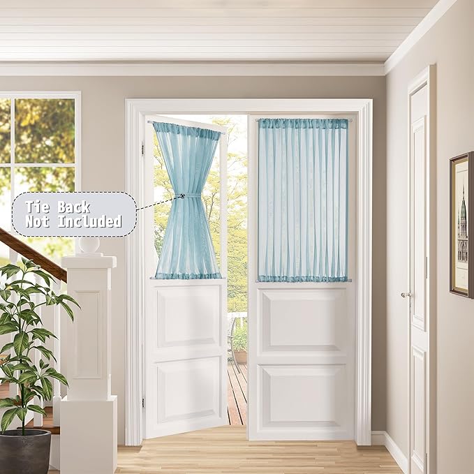 Tollpiz Short Sheer Door Curtains Closet Linen Textured Curtains Sheer Doorway - Image 2