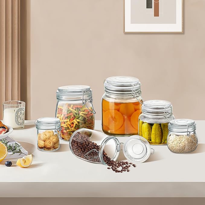 Glass Food Storage Jars with Airtight Lids 34 oz Round 4 Pack Kitchen Storage - Image 6