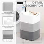 CLHMILY&Z 75L Laundry Basket Rectangular Grey Rope - Image 5