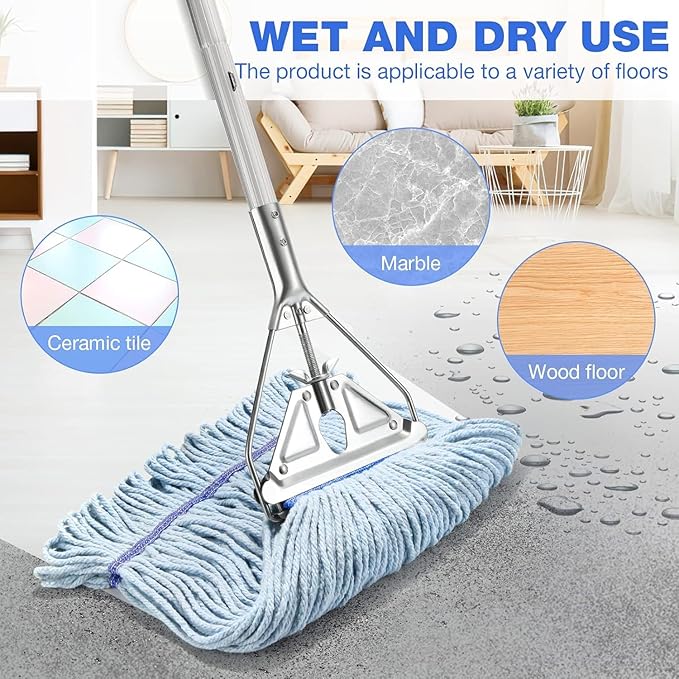 Commercial Mop Handle Heavy Duty, Industrial Metal Mop Stick Replacement - Image 4