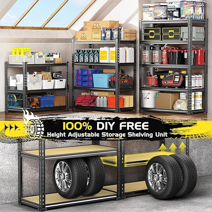 TigerParty 2050LBS Heavy Duty Garage Shelving, 5-Tier Adjustable Storage Shelves - Image 6
