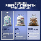 Plasticplace 32-33 Gallon Recycling Bags │ 0.9 Mil │ Clear Drawstring Garbage - Image 6