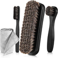 4 Pcs Horsehair Shine Shoes Brush Kit Polish Dauber Applicators Cleaning by ZJoey