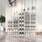 12 Pack X-Large Modular Clear Plastic Stackable Shoe Storage Organizer - Image 2