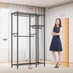 Heavy Duty Rolling Garment Rack 3 Tiers Adjustable Wire Shelving Clothes Rack - Image 7