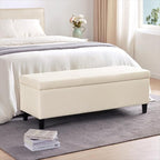 HUIMO Faux Leather Storage Ottoman Bench 50.3 inch Extra Long Upholstered by HUIMO