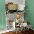 LOVMOR 2 Tier Individual Pull Out Cabinet Organizer 11½" W x 21½" D, Slide Out - Image 5